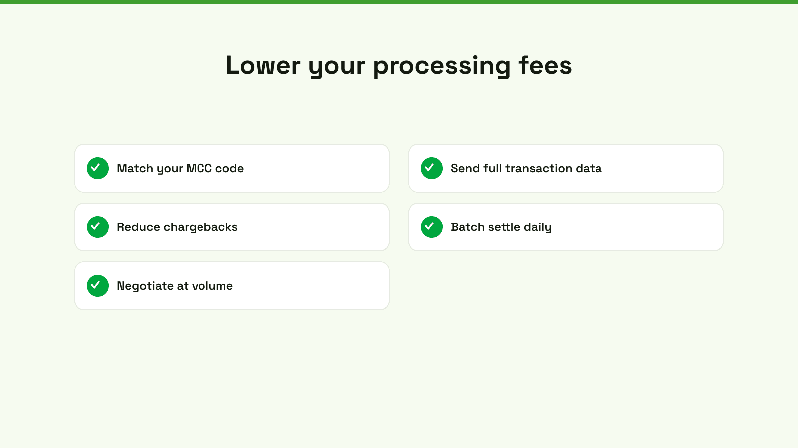 A flowchart showing technical steps to optimize payment processes and achieve lower credit card processing fees.